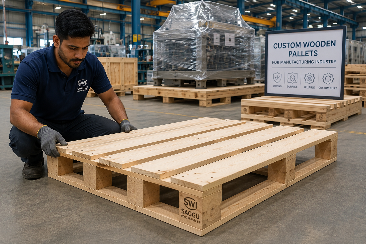 Custom Wooden Pallets for Manufacturing Industry