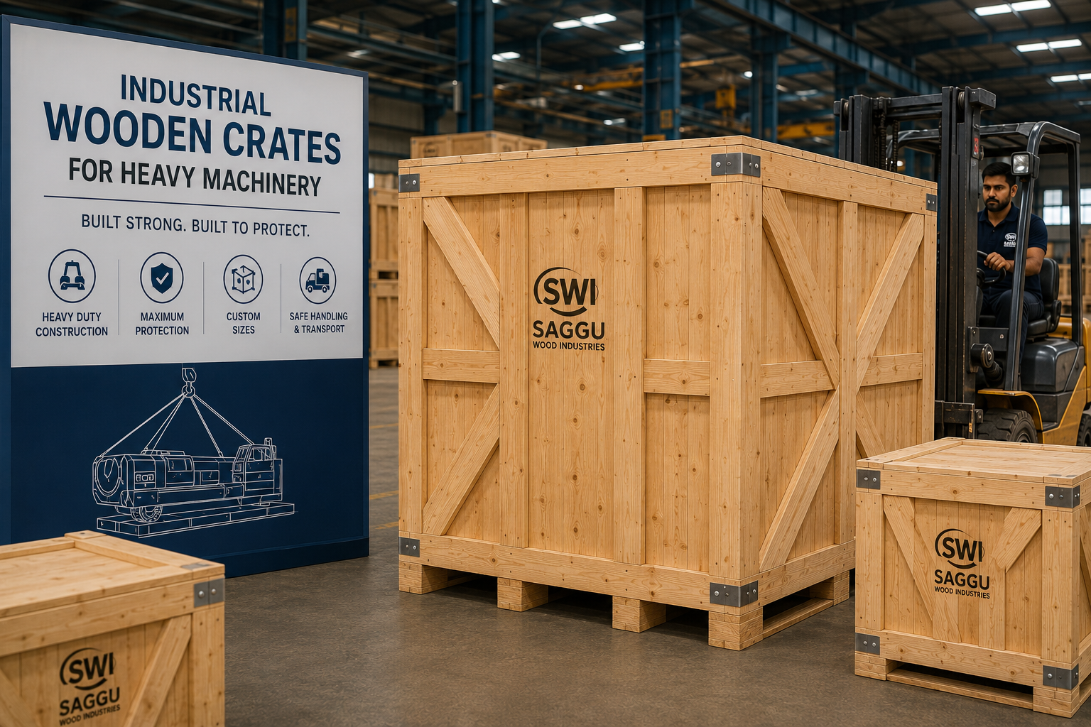 Industrial Wooden Crates for Heavy Machinery
